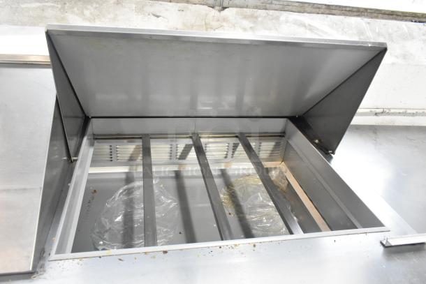 Beverage Air SPE72-30M stainless steel prep table, bain marie section open, on commercial casters, 115V, 1 Phase.