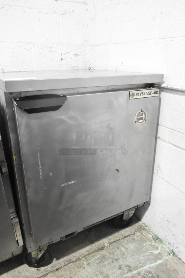 Beverage Air WTF27AHC-028 stainless steel undercounter freezer, single door, on commercial casters. Used condition. 115 volts.