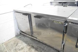 Beverage Air WTR60A stainless steel undercounter cooler with two doors, on commercial casters, 115 volts, 1 phase.