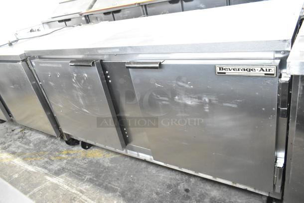 Beverage Air WTR60A stainless steel 3-door undercounter cooler on casters. Shows some wear. 115 volts, 1 phase.