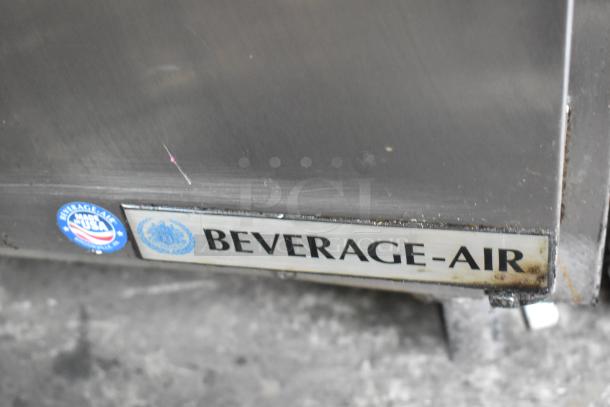 Beverage Air SPE60-24M Stainless Steel Sandwich Prep Table with visible brand label and "Made in USA" sticker.