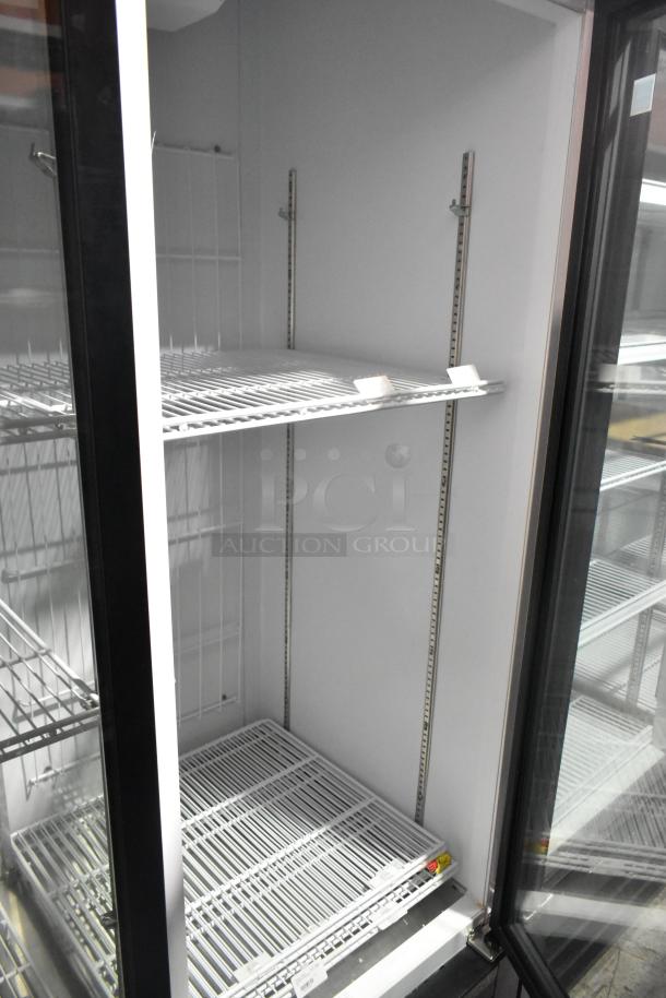 Master-Bilt MBGRP74-HG 3-door reach-in cooler, metal frame, poly-coated racks, 115/208-240V, 1 phase.