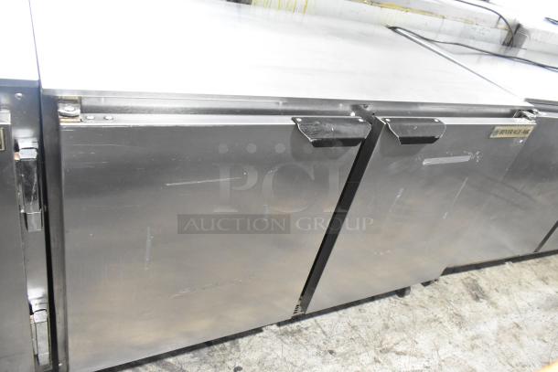 Beverage Air UCR48A stainless steel 2-door undercounter cooler, commercial casters, 115V, 1 phase, slight surface wear.