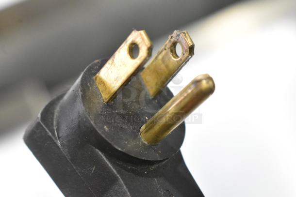 Close-up of a three-prong electrical plug for the Beverage Air UCR48A undercounter cooler, indicating 115 Volts, 1 Phase.