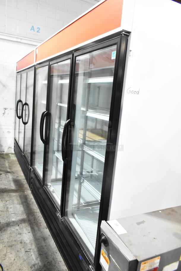 Master-Bilt MBGRP74-HG 3-door reach-in cooler, poly-coated racks, 115/208-240V, 1 phase, labeled "Good" condition.