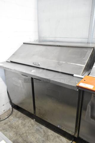 Beverage Air SPE48-18M-HMP stainless steel prep table with bain marie, on casters. 115V, 1 phase, excellent condition.