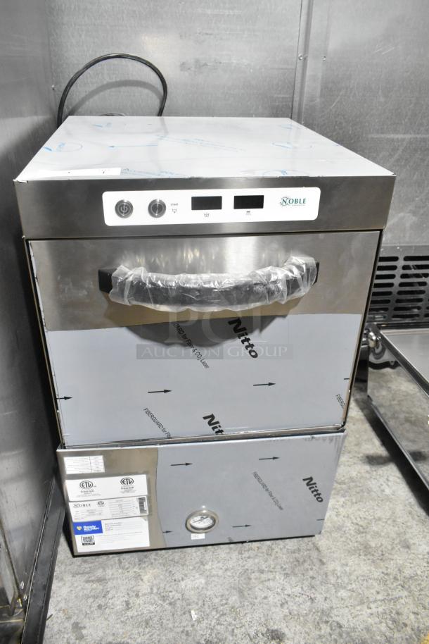 Brand new Noble 495HTGW22 stainless steel undercounter dishwasher, 2023 model, with minor scratches. 208-240V, 1 phase.