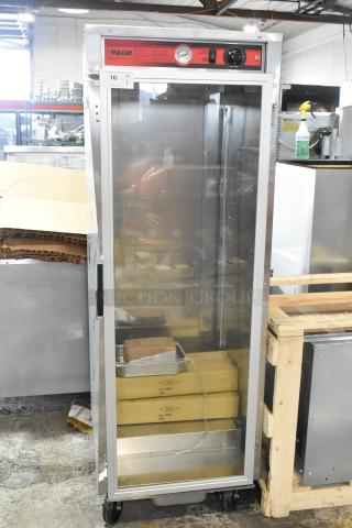 Brand new Vulcan VP18 metal commercial full-size holding cabinet, non-insulated, on casters. 120V, 1 phase, scratch and dent condition.