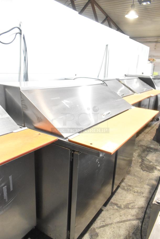 Beverage Air SPE48-18M stainless steel sandwich salad prep table, bain marie, on casters. 115V, 1 phase.