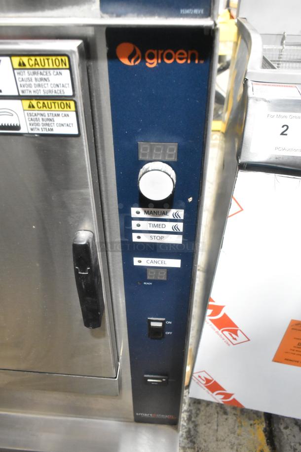 2019 Groen (2)SSB-5GF stainless steel propane gas steam cabinet, 58,000 BTU, control panel with manual and timed modes.