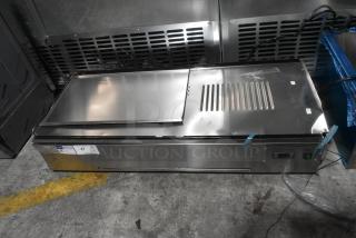 ServIt 423HDM48SA stainless steel 48" heated display case with three shelves, sliding doors, and electrical controls.
