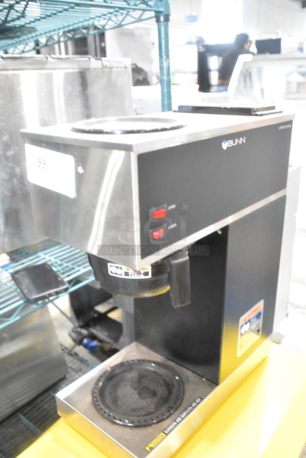 2023 Bunn VPR stainless steel commercial coffee machine, 120 volts, 1 phase, with visible upper and power switches.