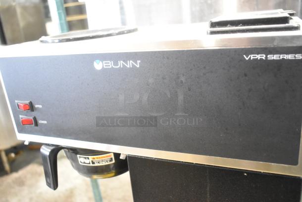 2023 Bunn VPR Stainless Steel Commercial Coffee Machine, 120V, 1 Phase, dual warmer, black with red switches, VPR Series branding.