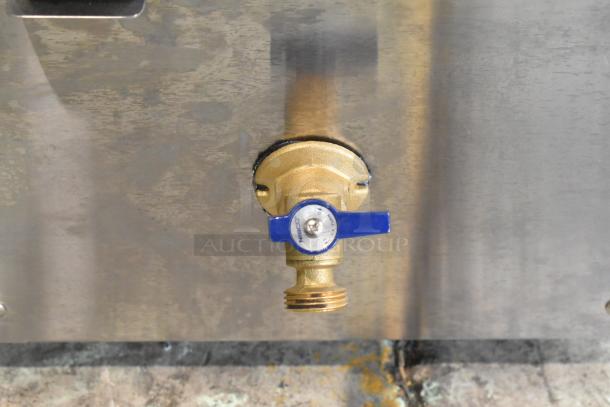 Imperial IRTC-32-WS-E-208 stainless steel commercial rethermalizer valve, brass with blue handle, 208V, 3-phase.