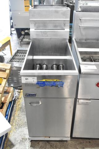 Pitco Frialator 40D stainless steel commercial deep fat fryer, floor style, natural gas powered, on casters, 115,000 BTU.
