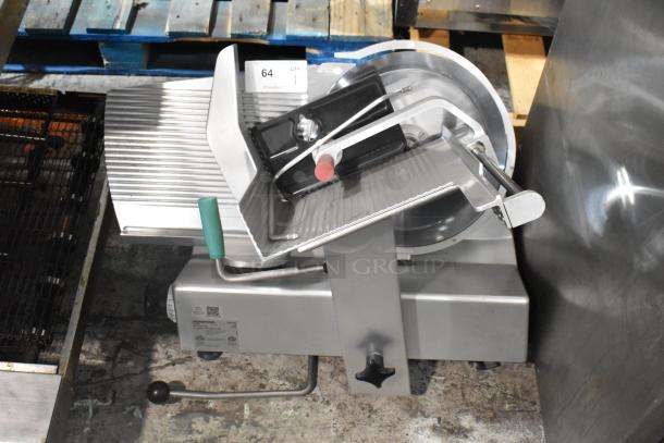 2016 Bizerba GSP HD commercial meat slicer, metal, countertop model, 120V, 1 phase, excellent condition, with adjustment knob.