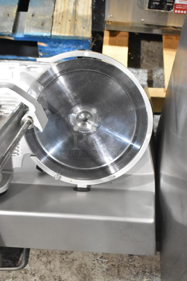 2016 Bizerba GSP HD meat slicer, commercial countertop model, stainless steel blade, 120V, 1 phase, gently used condition.