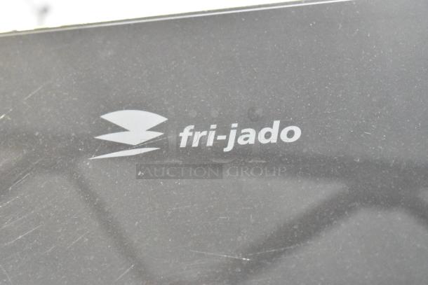 Fri-jado TDR7+7P stainless steel logo on commercial electric rotisserie oven, 208V, 3-phase, on casters.