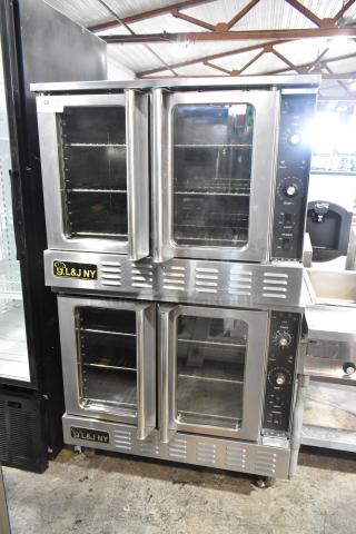 2 L&J NY Stainless Steel Commercial Full Size Convection Oven w/ View Through Doors, Metal Oven Racks and Thermostatic Controls on Commercial Casters. 2 Times Your Bid! - Item #1211897