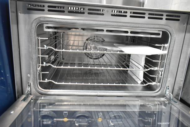 Brand new Vollrath COV-120-HS stainless convection oven, 120V, 1 Phase. Scratch and dent, visible interior racks.