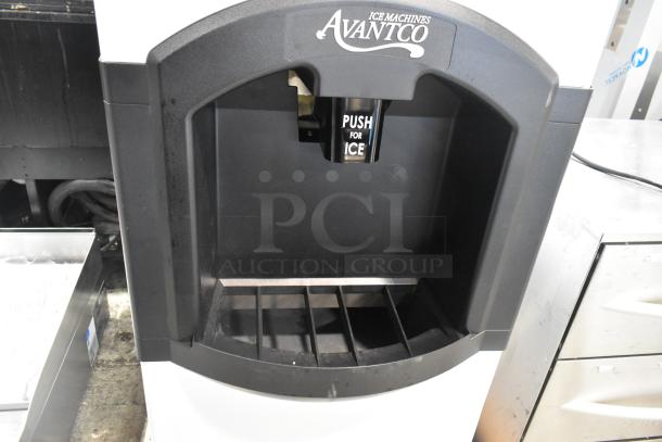 Avantco 194HBN12022 stainless steel hotel ice dispenser, 22" wide, 120 lb. capacity, 120V, new with minor dents.