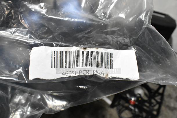 Regency caster in packaging with label showing barcode and model 460SHPCRTPRLG. Brand new, scratch and dent condition.