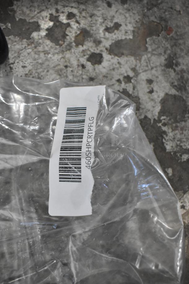 Brand new Regency 5" poly swivel caster in packaging, labeled 460SHPCRTPFLG, for 6.3/8.5 cu. ft. carts. Scratch and dent condition.