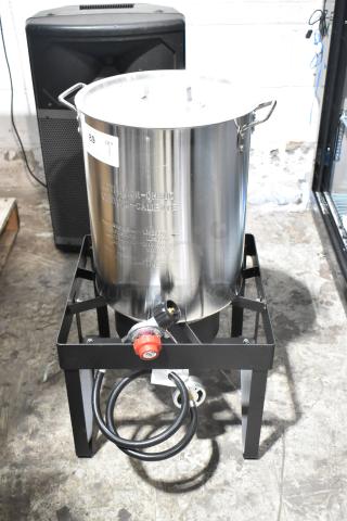 BRAND NEW Backyard Pro 30 Qt. Stainless Steel Turkey Fryer/Boiler Kit, 55,000 BTU, slight scratch and dent marks visible.
