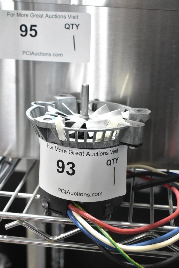 Brand new Fasco 71218459 motor on auction, scratch and dent, 115/208-230V, 1 phase, labeled item 93, visible wiring.