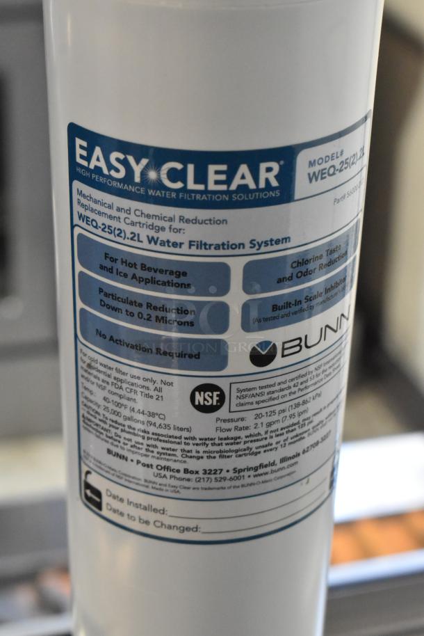 Bunn Easy Clear WEQ-25 Water Filter Cartridge, new, scratch and dent, model WEQ-25(2).2L, NSF certified, reduces particulates to 0.2 microns.