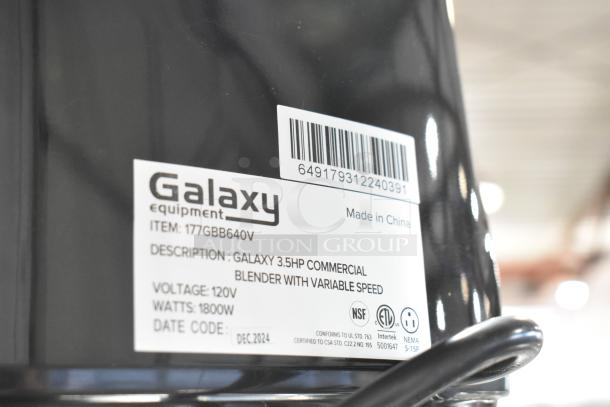 BRAND NEW SCRATCH AND DENT! 2024 Galaxy 177GBB640V 3.5 hp variable-speed commercial blender with 64 oz. Tritan jar; 120V.