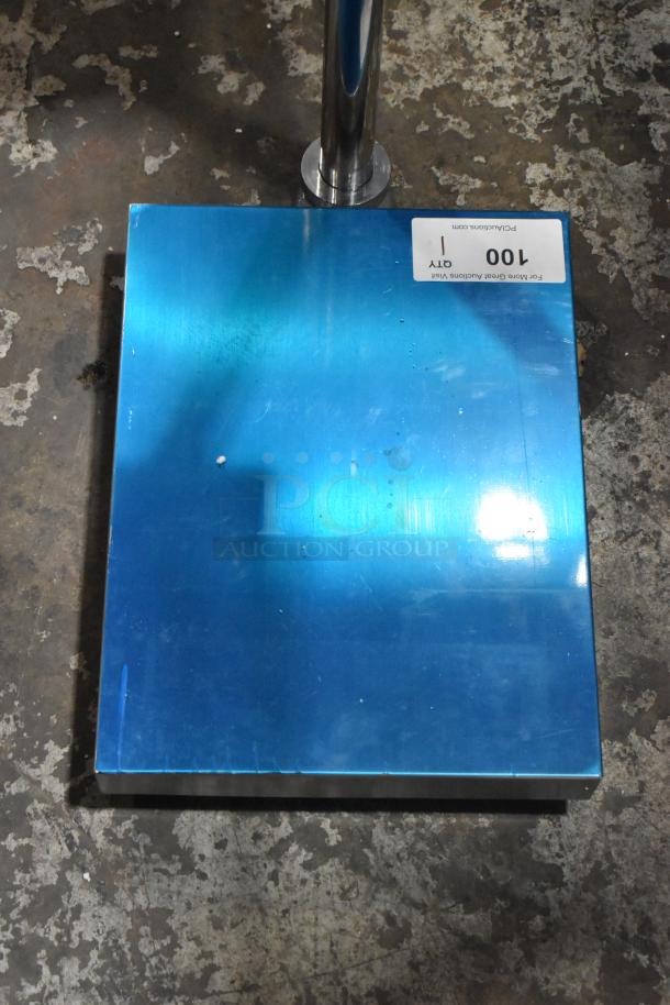 BRAND NEW AvaTek 334BS330T 330 lb. digital bench scale, scratch and dent, blue finish, tower display, visible quantity tag.