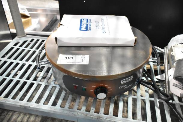 BRAND NEW Waring WSC165B 16" round crepe maker, 208/240 volts, 1 phase. Scratch and dent condition.