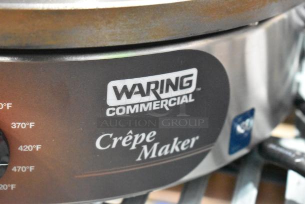 BRAND NEW Waring WSC165B 16" crepe maker. Scratch and dent. 208/240 volts, 1 phase. Temperature settings visible.