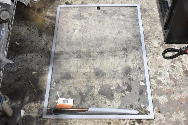 Avantco sliding glass top lid for DFF9 freezer, new condition, showing barcode label.
