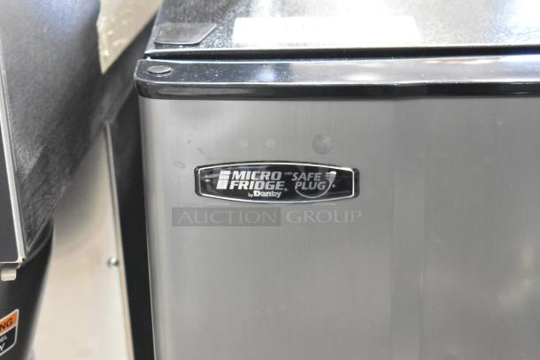 Micro Fridge 3.1MF7RS Mini Cooler with Freezer, 115V, 1 Phase, silver finish, "Safe Plug" label by Danby.