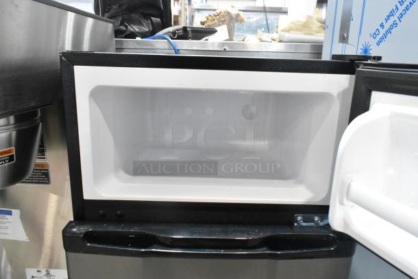 Micro Fridge 3.1MF7RS Mini Cooler with Freezer, 115V, 1 Phase, open door view showing clean interior.