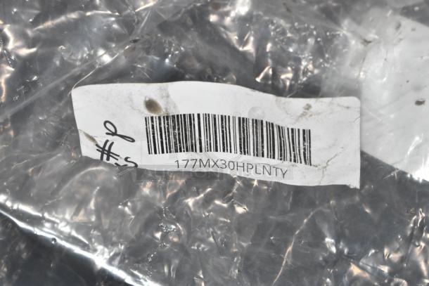 Brand new Avantco 177MX30HPLNTY axle for MX30 models in packaging, showing barcode and label with item code.