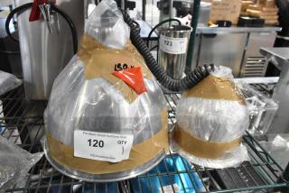 BRAND NEW Hanson Brass 800-RET-CUS Retractable Heat Lamp, stainless steel finish, 120V, 1 phase, wrapped with protective plastic.