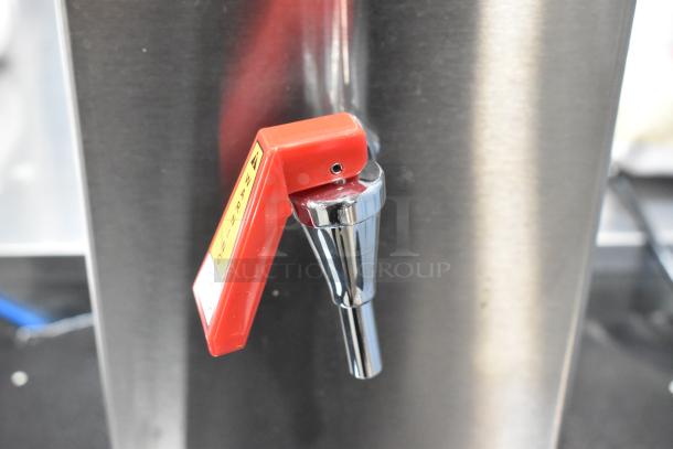 BRAND NEW Bunn OHW 80 oz. Stainless Steel Pourover Hot Water Machine, 120V, 1 Phase, with visible red handle warning tag.