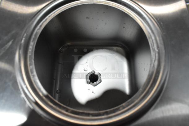 Brand new Bunn OHW stainless steel pourover hot water machine interior, showing 80 oz. capacity, 120 volts, 1 phase.