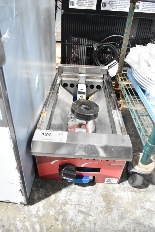 Brand new Avantco 177CAGR212 stainless steel 12" 2 burner natural gas countertop range, missing grates, 50,000 BTU.