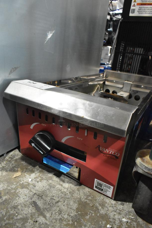 Avantco 177CAGR212 stainless steel 12" 2-burner natural gas range, brand new, missing grates, 50,000 BTU.