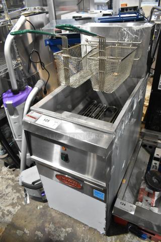 BRAND NEW Avantco 177EF40C 40 lb. Stainless Steel Electric Fryer. Includes 2 metal fry baskets. 208 Volts, 3 Phase.