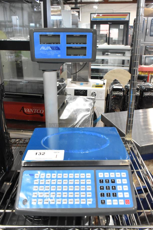 BRAND NEW AvaTek 334PCS60T 60 lb. Digital Price Computing Scale with Tower, slight scratches, model and weight displayed.