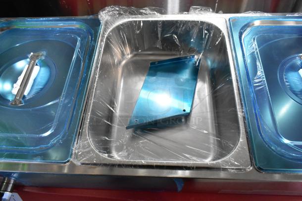 Brand new 2023 Avantco 177BMFW3 electric bain marie food warmer, 36" with 3 half-size wells, in pristine condition.