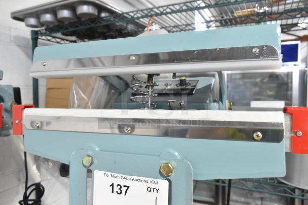 Brand new 2025 Galaxy PFS-350 metal foot-operated impulse bag sealer with timer. Minor scratches, uses 110V, 1 phase.