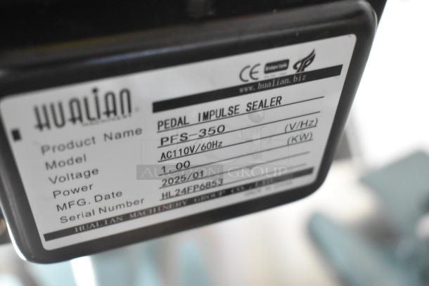 Brand new 2025 Galaxy PFS-350 metal foot-operated impulse bag sealer with timer, 110V, 1 phase. Minor scratches and dents.