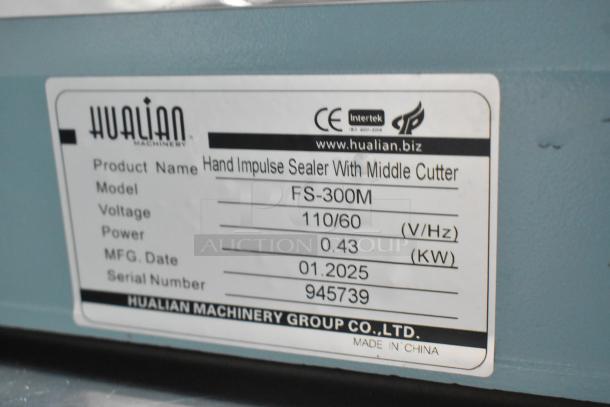 BRAND NEW 2025 Galaxy FS-300M 12" Impulse Heat Bag Sealer. Features cutter, timer, 110 volts, 1 phase. Model FS-300M.