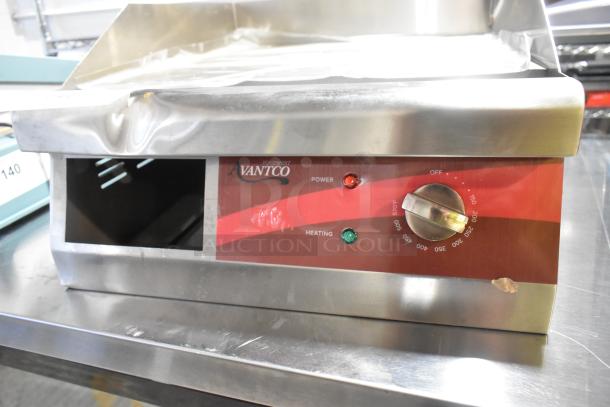 Brand new Avantco 177EG16N stainless steel 16" electric countertop griddle, 120 volts, 1 phase. Scratch on front panel.